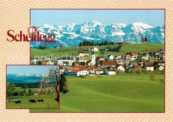 Scheidegg Allgaeu Gesamtansicht mit Alpenpanorama