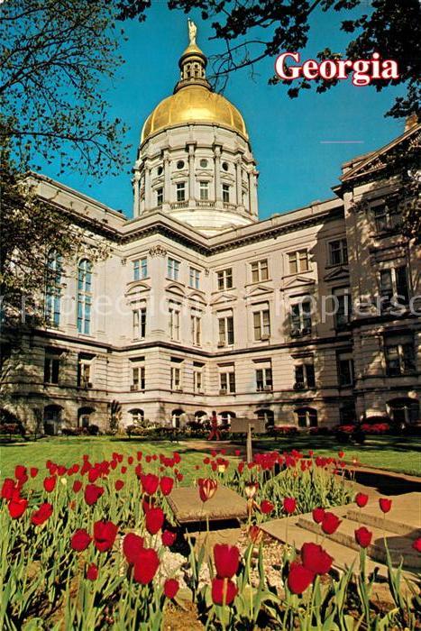 Atlanta Georgia Georgia State Capitol in front red tuli