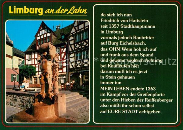 Limburg Lahn Hattstein Brunnen Altstadt Fachwerkhäus