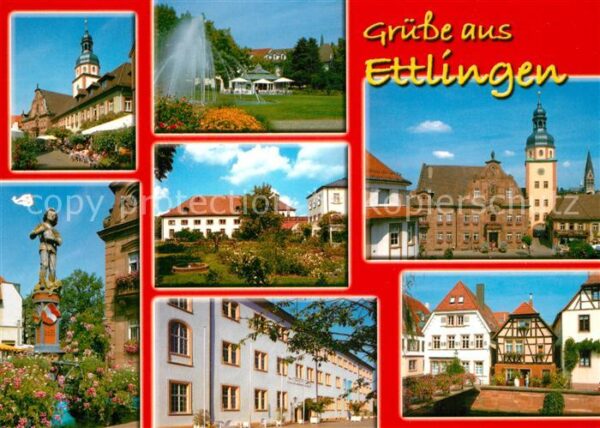Ettlingen Strassencafe Innenstadt Brunnenfigur Pa