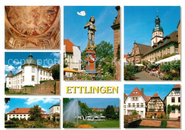 Ettlingen Fresken Schloss Brunnenfigur Strassenca
