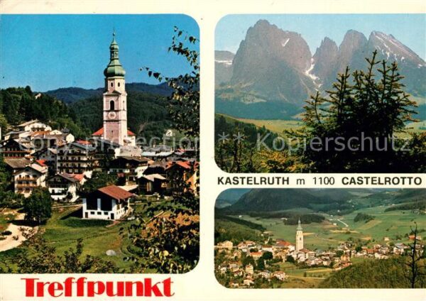 Kastelruth Suedtirol Ortsansicht mit Kirche Landschaftspanor