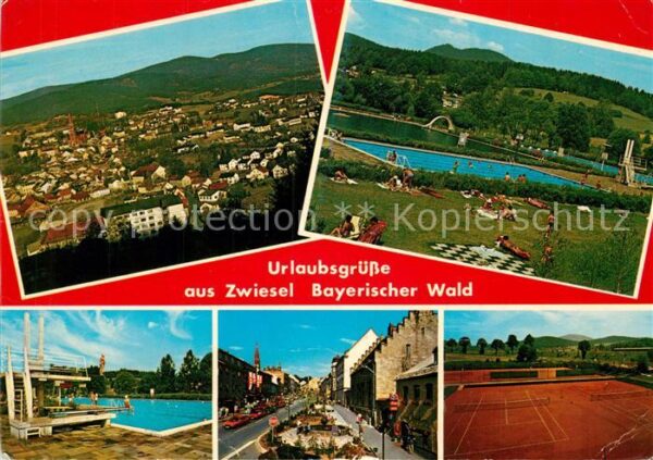 Zwiesel Niederbayern Gesamtansicht Freibad Tennisplätze Haup