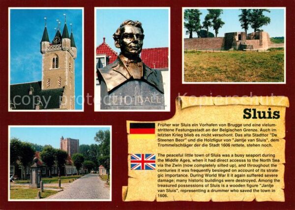 Sluis Kirchturm Denkmal Büste J.H. Van Dale S