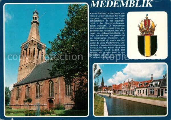 Medemblik Kirche Häuserpartie am Kanal Wappen Kro