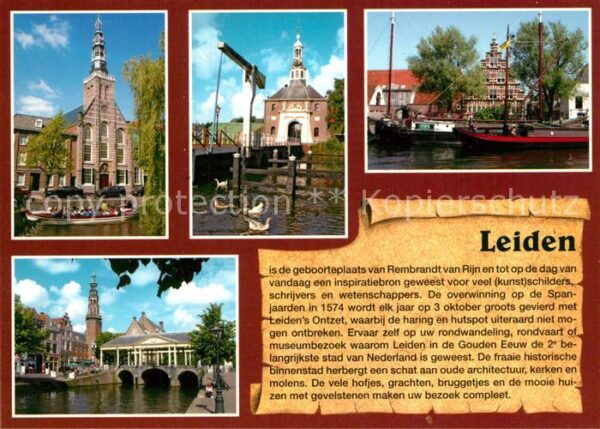 Leiden Historische Gebäude Kirche Zugbrücke Bi