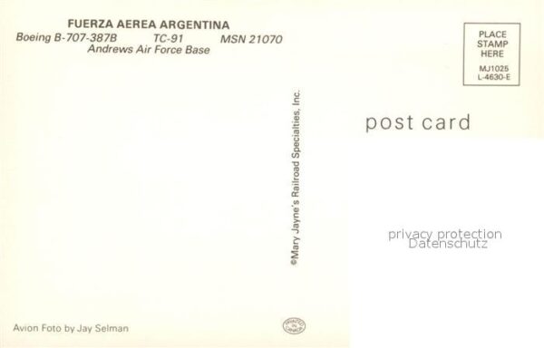 Flugzeuge Zivil Fuerza Aerea Argentina Boeing B-707-387 – Bild 2
