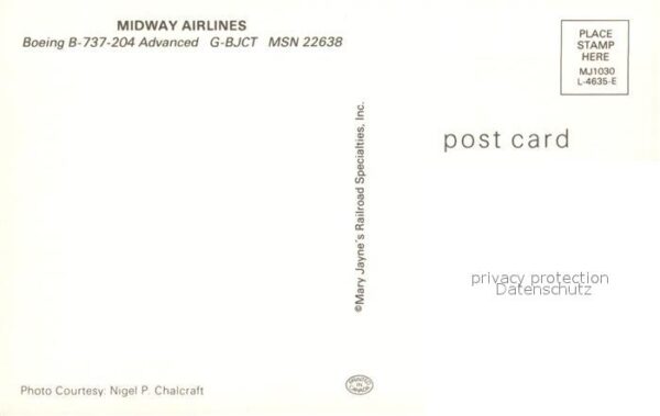 Flugzeuge Zivil Midway Airlines Boeing B-737-204 Advanc – Bild 2