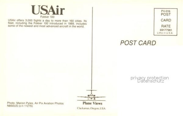 Flugzeuge Zivil USAir Fokker 100 N850US – Bild 2