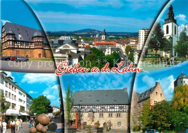 Giessen Lahn Fachwerkhaus Panorama Kirche Strassenpa