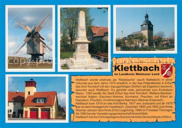 Klettbach Bockwindmühle Kriegerdenkmal Trinitatis