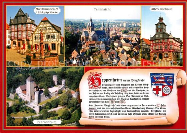 Heppenheim Bergstrasse Marktbrunnen Liebig Apotheke Panorama A