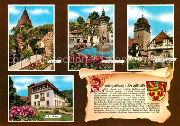 Zwingenberg Bergstrasse Die Aul Marktbrunnen Kath Kirche Rathau