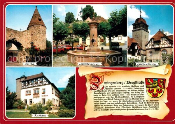 Zwingenberg Bergstrasse Die Aul Marktbrunnen Kath Kirche Rathau