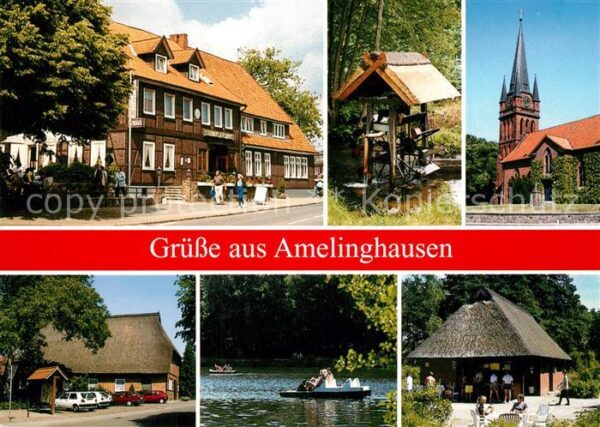 Amelinghausen Lueneburger Heide Gasthaus Wasserrad Kirche Gondelteich R