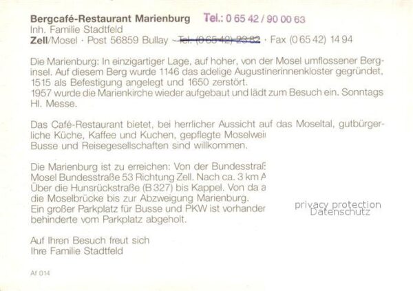 Zell Mosel Fliegeraufnahme Bergcafe Marienburg – Bild 2