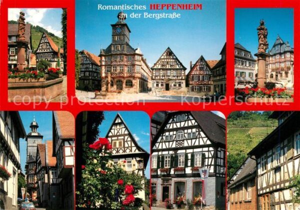 Heppenheim Bergstrasse Brunnen Marktplatz Rathaus Altstadt Fac