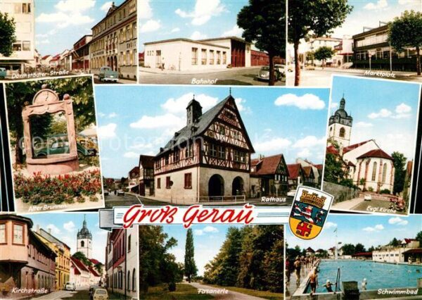 Gross-Gerau Strassenpartien Brunnen Bahnhof Rathaus