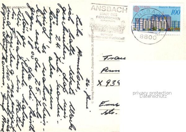Ansbach Mittelfranken Schloss Eingang Markgraf Georg Brunnen – Bild 2