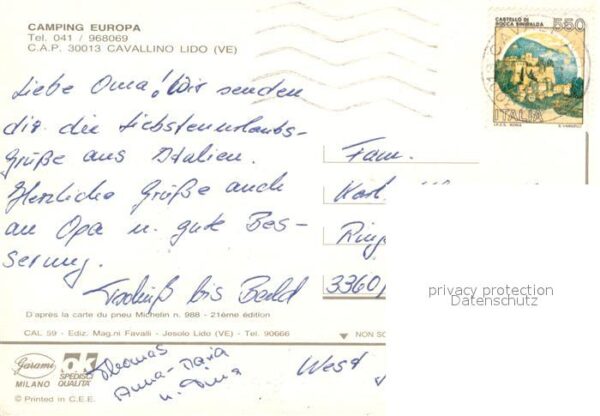 Cavallino Venezia Camping Europa Leuchtturm Landkarte Adr – Bild 2