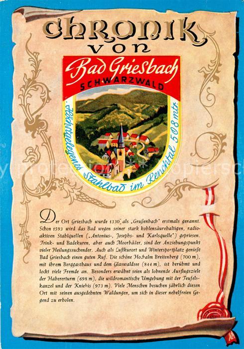 Bad Griesbach Schwarzwald  Chronik Wappen Siegel