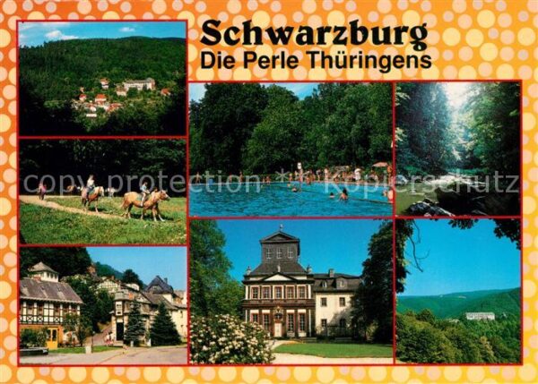 Schwarzburg Thueringer Wald Schwimmbad Schloss Reitergruppe Ortsans