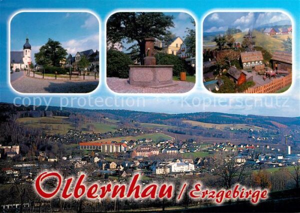 Olbernhau Erzgebirge Panorama Markt Marktbrunnen Heimatberg