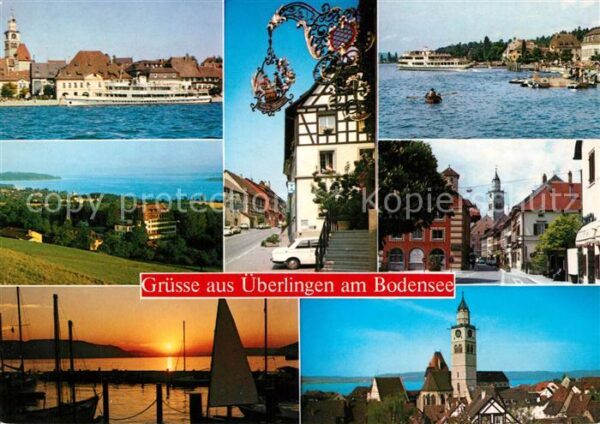 Ueberlingen Bodensee Hafen Seepartie Kirche