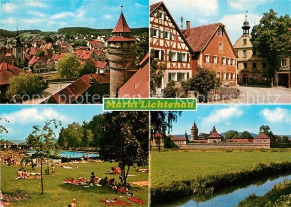 Lichtenau Mittelfranken Blick von der Burg Marktplatz Schwimmba