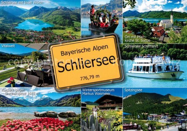 Schliersee Fliegeraufnahme mit Insel Wörth Kurpark