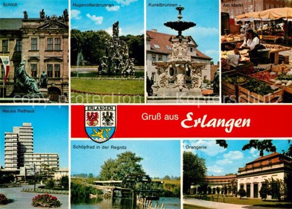 Erlangen Schloß Hugenottenbrunnen Kunstbrunnen M