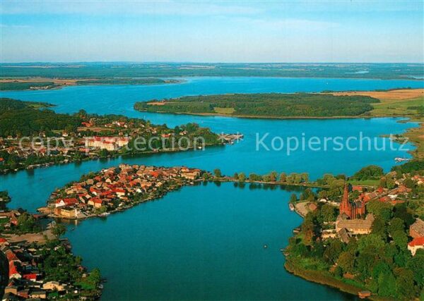 Malchow Fliegeraufnahme Stadt auf Insel im Flee