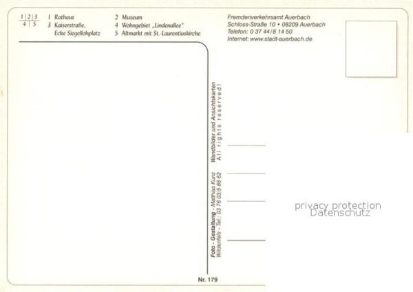 Auerbach Vogtland Rathaus Kaiserstraße Museum Lindenallee – Bild 2