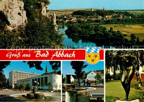 Bad Abbach Panorama Stadtansicht Statue Brunnen Ku