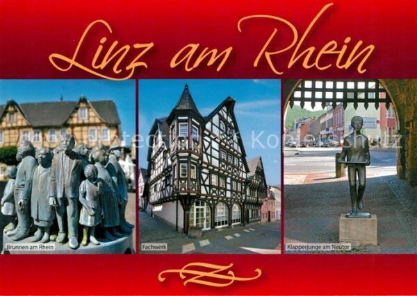 Linz Rhein Brunnen Fachwerk Klapperjunge am Neutor