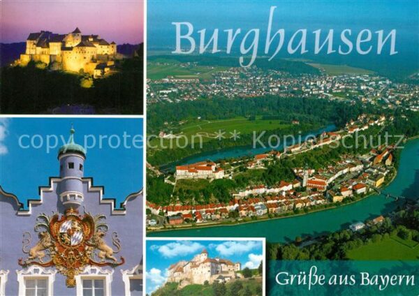 Burghausen Oberbayern Fliegeraufnahme Rathaus Schloss