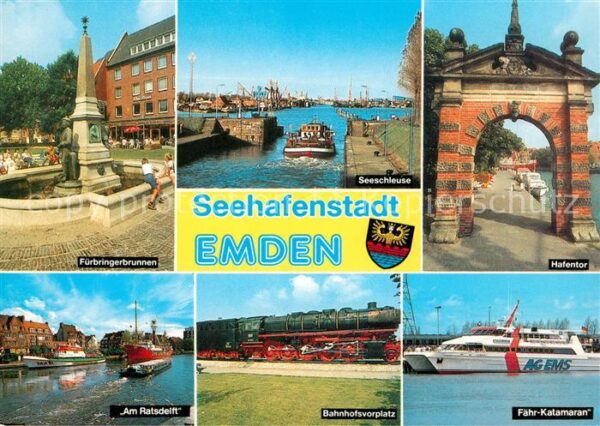 Emden Ostfriesland Fürbringerbrunnen Hafentor Seeschleuse