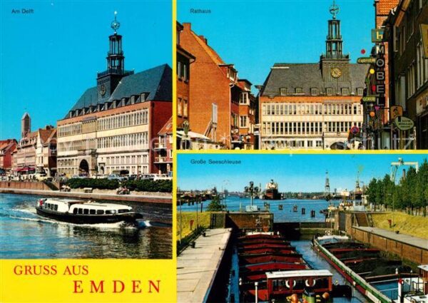Emden Ostfriesland Seeschleuse Rathaus Delft