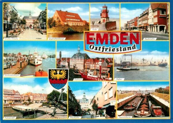 Emden Ostfriesland Seeschleuse Rathaus Delft Leuchtturm Mo