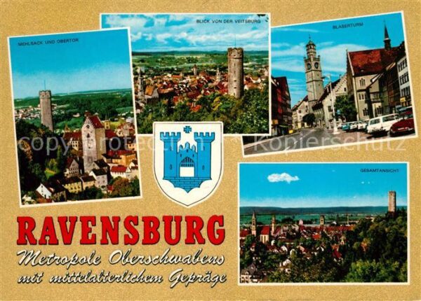 Ravensburg Wuerttemberg Stadtbild mit Mehlsack und Obertor Blic