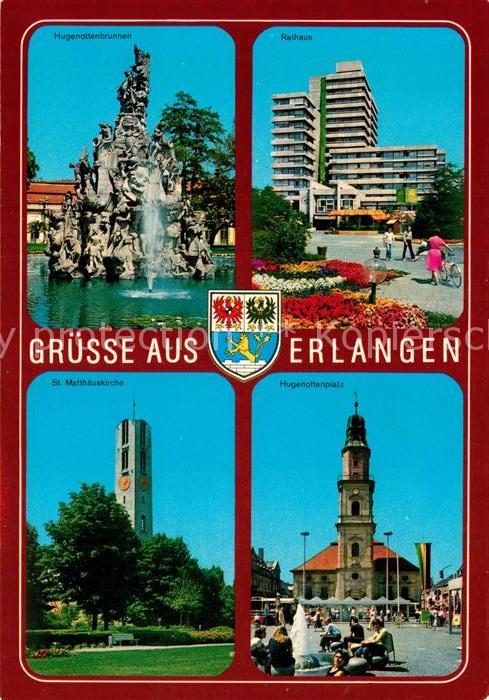 Erlangen Hugenottenbrunnen Rathaus St Matthäuski
