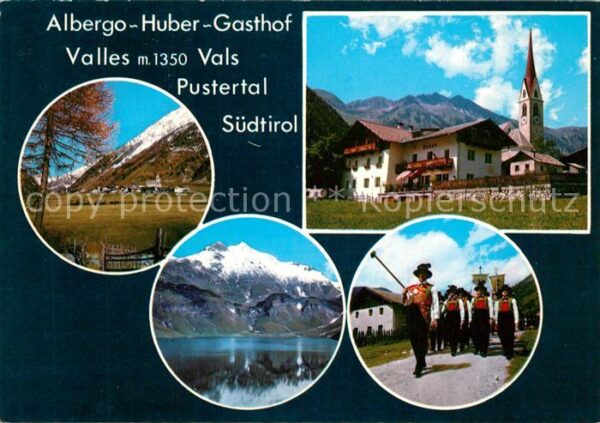Vals Tirol Albergo Huber Gasthof Ortsmotiv mit Kir