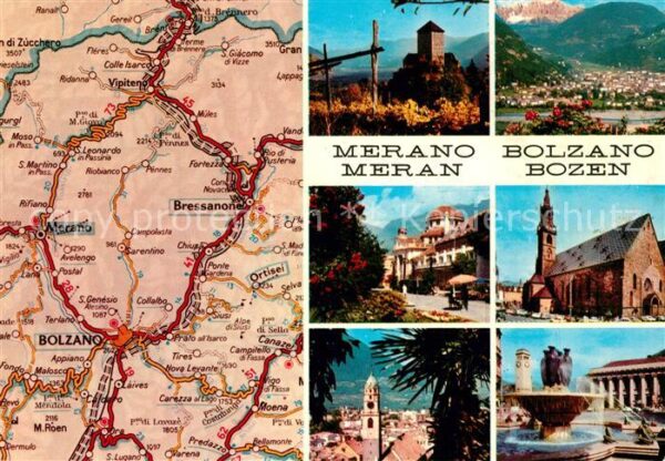 Meran Merano Teilansichten Burg Kirche Brunnen Autok