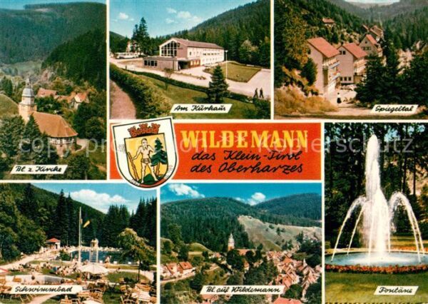 Wildemann Panorama Kurhaus Park Fontäne Schwimmba