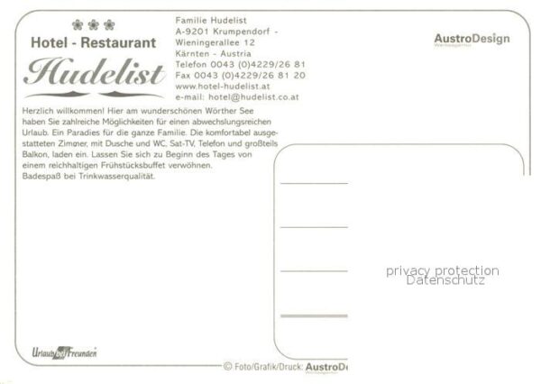 Krumpendorf Woerthersee Hotel Restaurant Hudelist Terrasse Park – Bild 2