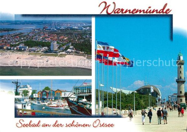 Warnemuende Ostseebad Leuchtturm Fliegeraufnahme mit Strand H