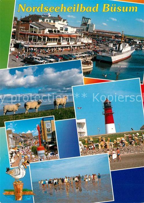 Buesum Nordseebad Hafen Leuchtturm Schafe Strand Wattwand