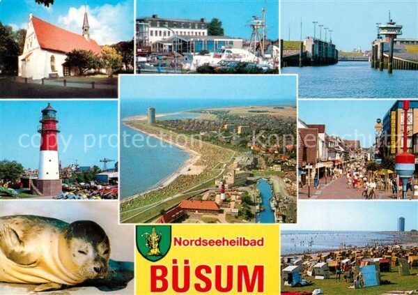 Buesum Nordseebad Fliegeraufnahme Strand Leuchtturm Hafen