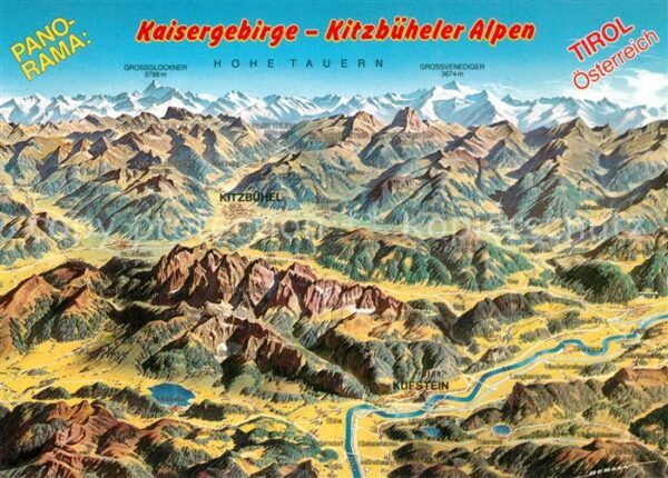 Kitzbuehel Tirol Panoramakarte Kaisergebirge und Kitzbüh