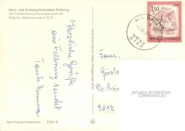 Muthmannsdorf Winzendorf Herz- und Kreislaufheilstätte Felbring – Bild 2